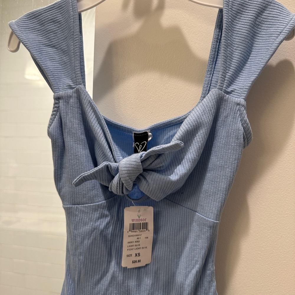 Windsor Light Blue Ribbed Bodysuit